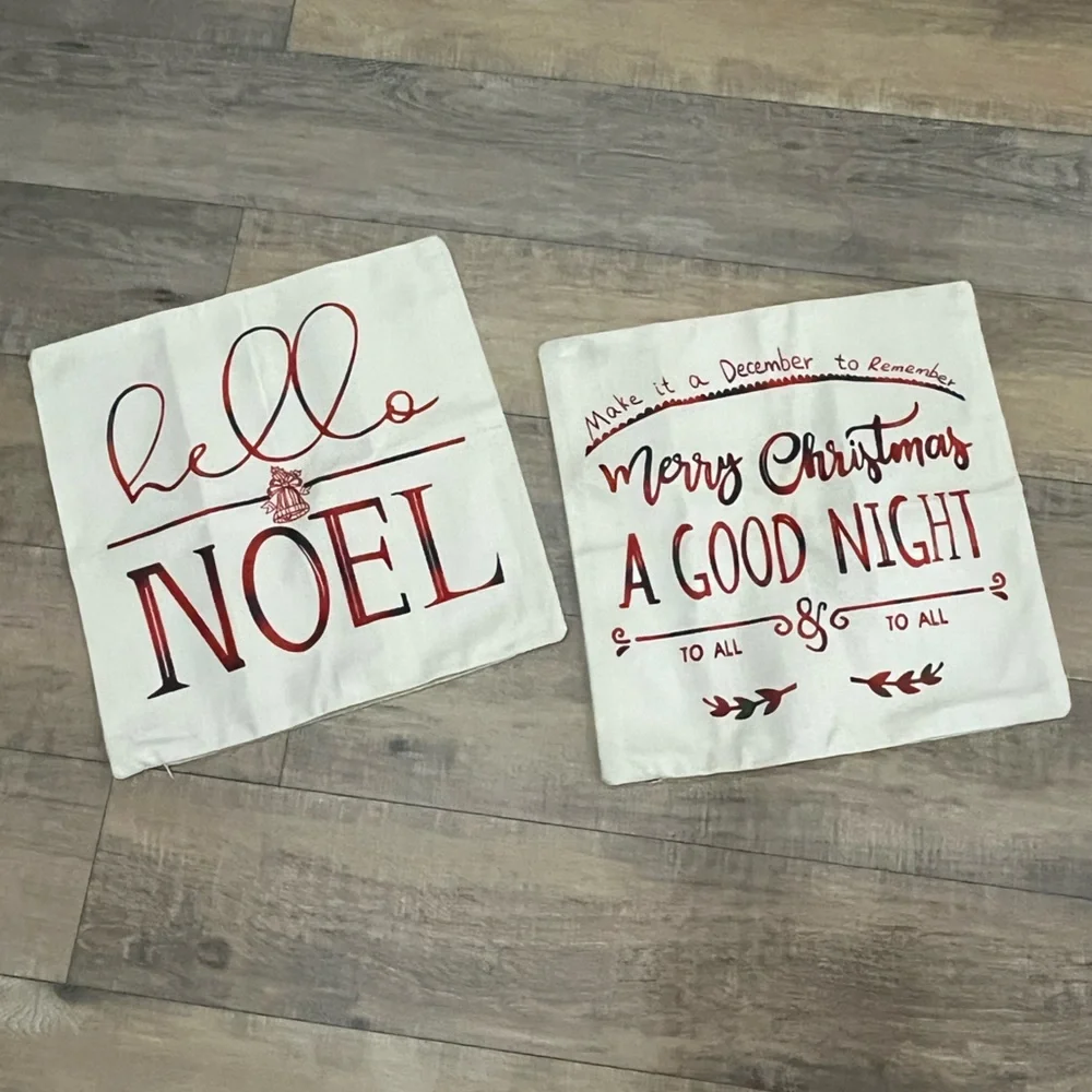 Festive Holiday 2pcs Set Pillow Covers - Red and White 🎄🆕🎄